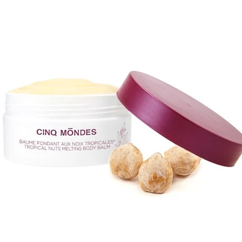 Cinq Mondes Tropical Nuts Balm - opened container with nuts