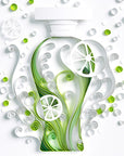Graphic of Lubin Gin Fizz bottle created with white and green paper shapes