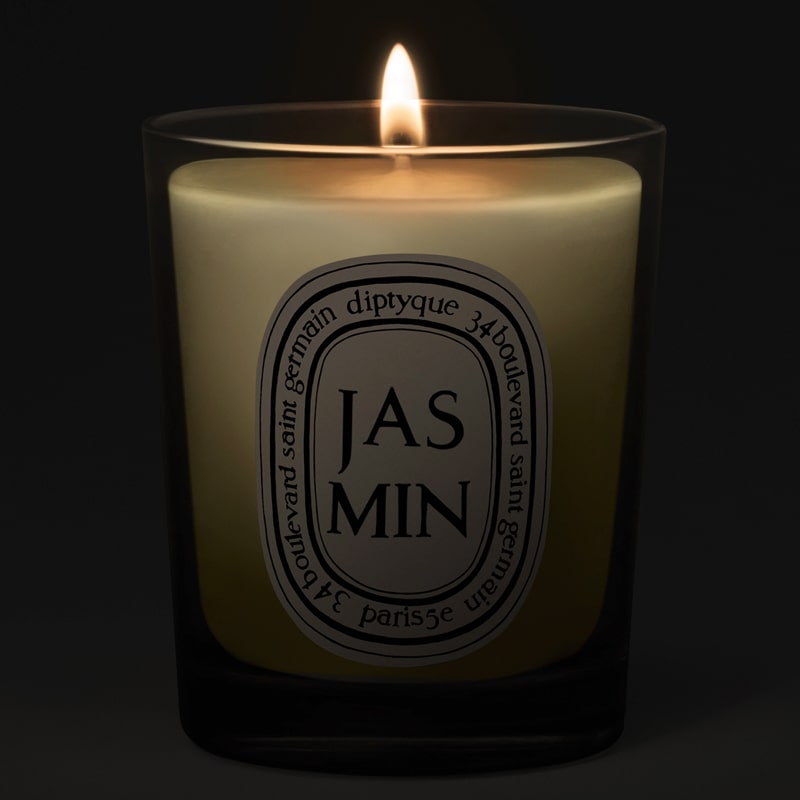 Diptyque Jasmin Candle - lit candle shown