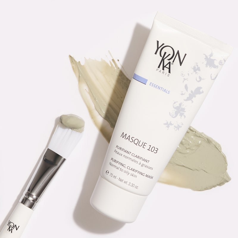 Yon-Ka Paris Masque 103 (75 ml) shown top view with product smear in the background