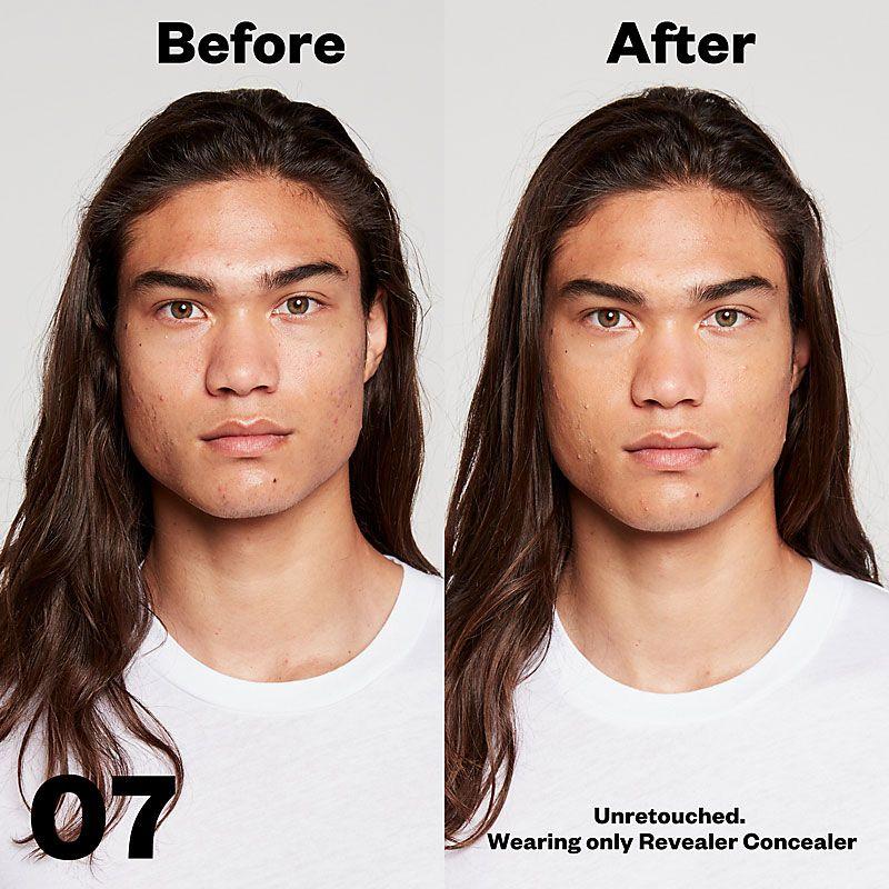Kosas Cosmetics Revealer Concealer Super Creamy + Brightening (Tone 07) before/after on man&#39;s face