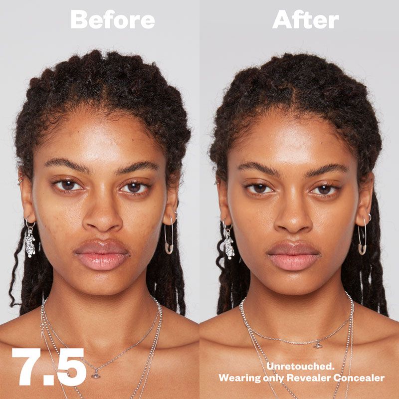 Kosas Cosmetics Revealer Super Creamy + Brightening (Tone 7.5) before/after on face