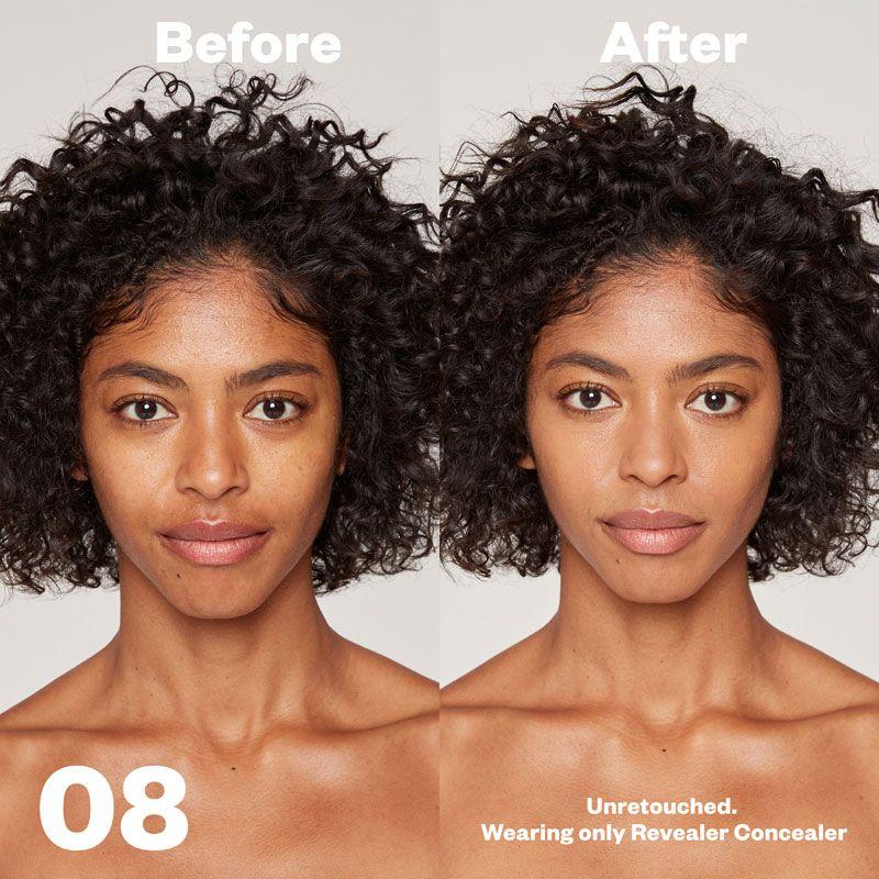 Kosas Cosmetics Revealer Concealer Super Creamy + Brightening (Tone 08) before/after on face