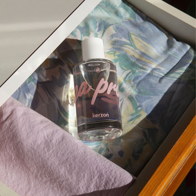 Kerzon Fragranced Mist - Mega Propre in open drawer with fabric