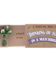 Marvling Bros Ltd Thinking Of You Bunch Of Roses In A Vase In A Matchbox showing cover slid to the side to reveal contents