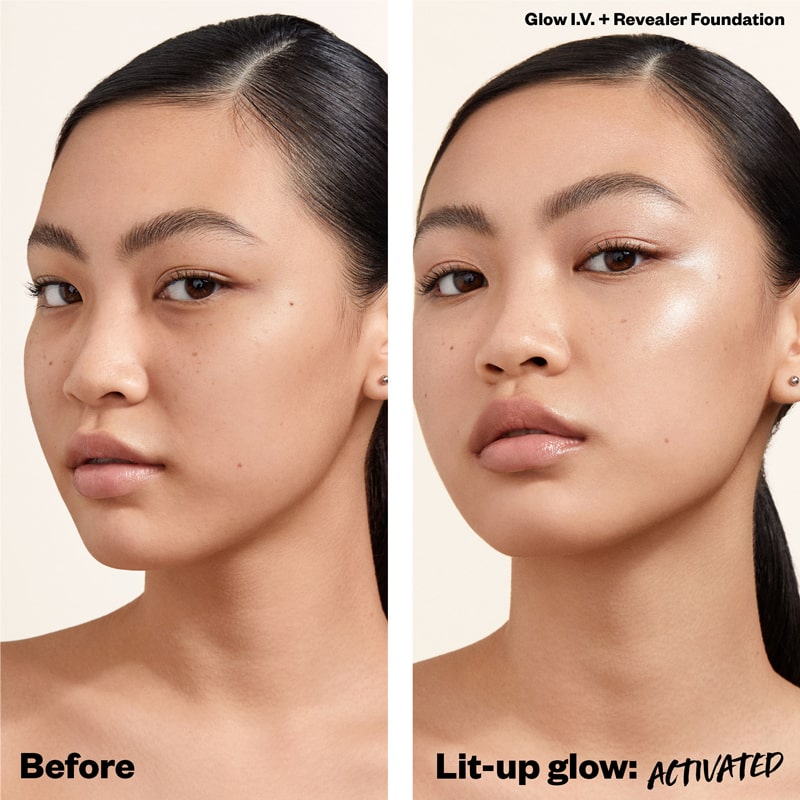 Kosas Glow I.V. Vitamin-Infused Skin Enhancer  - Spark - Model shown before and after