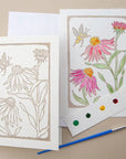 Ashes & Arbor Cone Flower & Bee Watercolor Art Card Kit - Product shown with paint brush