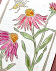 Ashes & Arbor Cone Flower & Bee Watercolor Art Card Kit - Closeup of product