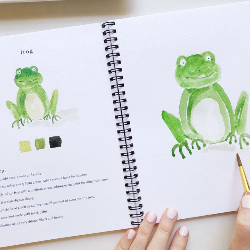 Emily Lex Studio Animals Watercolor Workbook - Page with frog shown