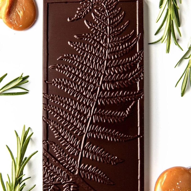 Wildwood Chocolate Rosemary Caramel - Product shown with caramel and rosemary