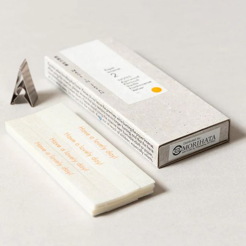 Kunjudo Washi Paper Incense Strips - Elegant Agarwood - packaging, incense paper strips, and metal clip