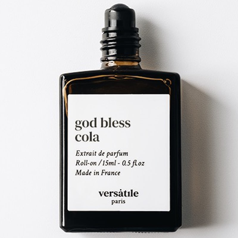 Versatile Paris God Bless Cola Extrait de Parfum showing bottle with cap off.