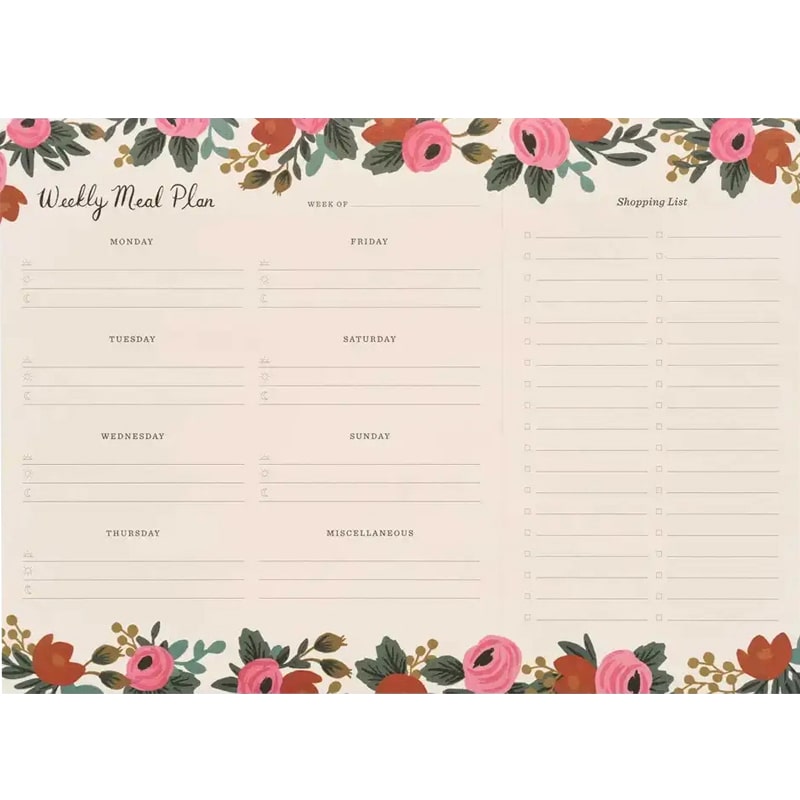 Rifle Paper Co. Rosa Weekly Meal Planner (1 pc)