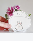 Julie Richard Ceramist Small Hamster in a Ball Planter - Product shown with flowers