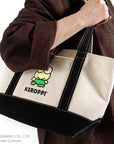 Baggu Small Heavyweight Canvas Tote - Keroppi - Model shown wearing product on shoulder