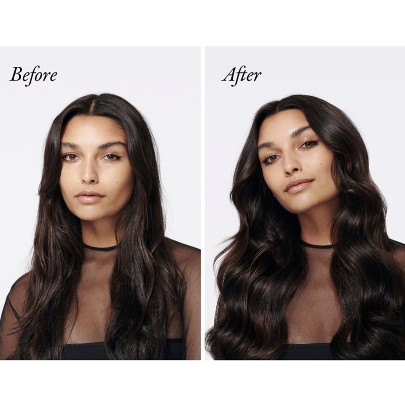 Oribe Gold Lust Dry Heat Protection Spray - Before and after photo - dark hair