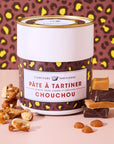 Confiture Parisienne Pate a Tartiner Chouchou- Product shown on leopard background