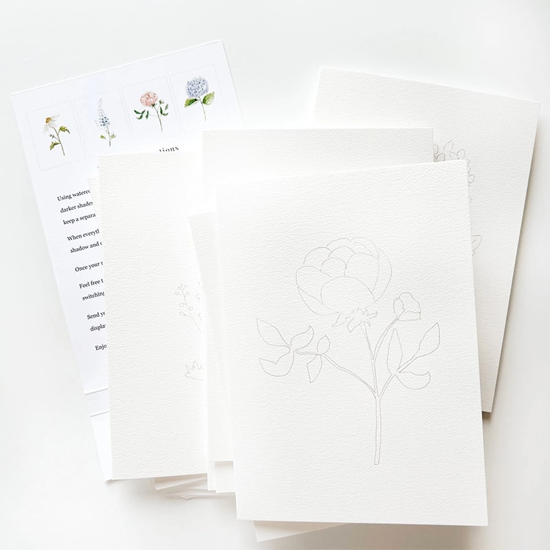 Emily Lex Studio Garden Flowers Paintable Notecards - Product shown on white background
