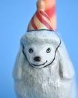 Camp Hollow Poodle Cake Topper - close up of cake topper face front view