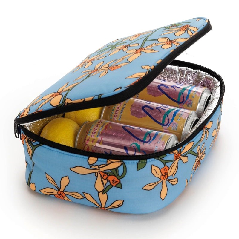 Baggu Lunch Box - Orchid - Product shown with zipper open