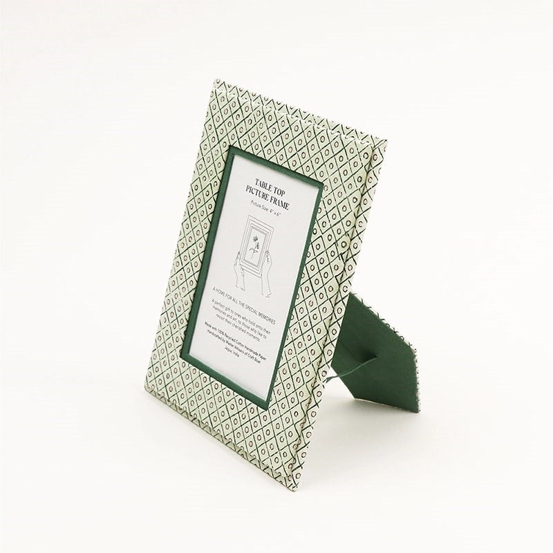 Craft Boat Dot and Grid Table Top Picture Frame - Green - Side shot of product