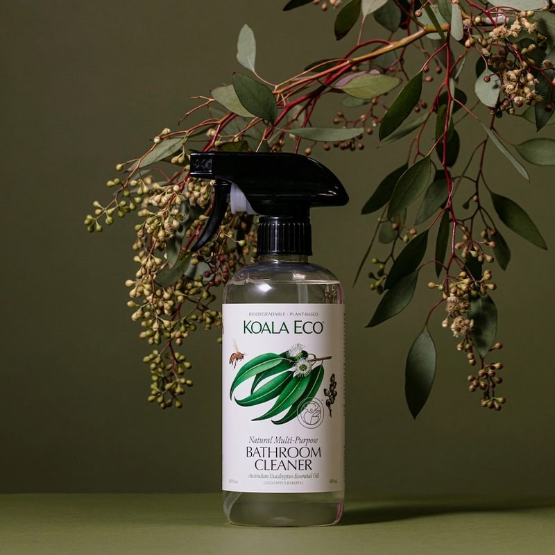 Koala Eco Natural Multipurpose Bathroom Cleaner - Beauty shot with foliage