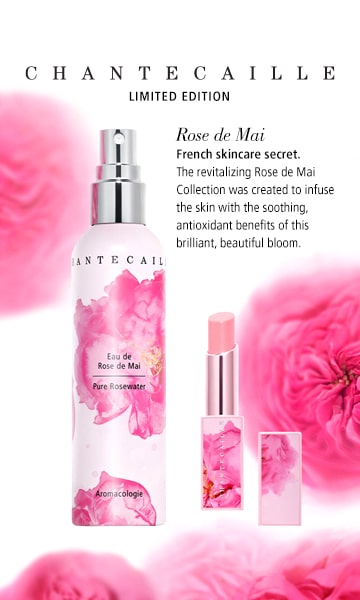 Chantecaille Limited Edition Rose de Mai. French skincare secret. The revitalizing Rose de Mai Collection was created to infuse the skin with the soothing, antioxidant benefits of this brilliant, beautiful bloom.
