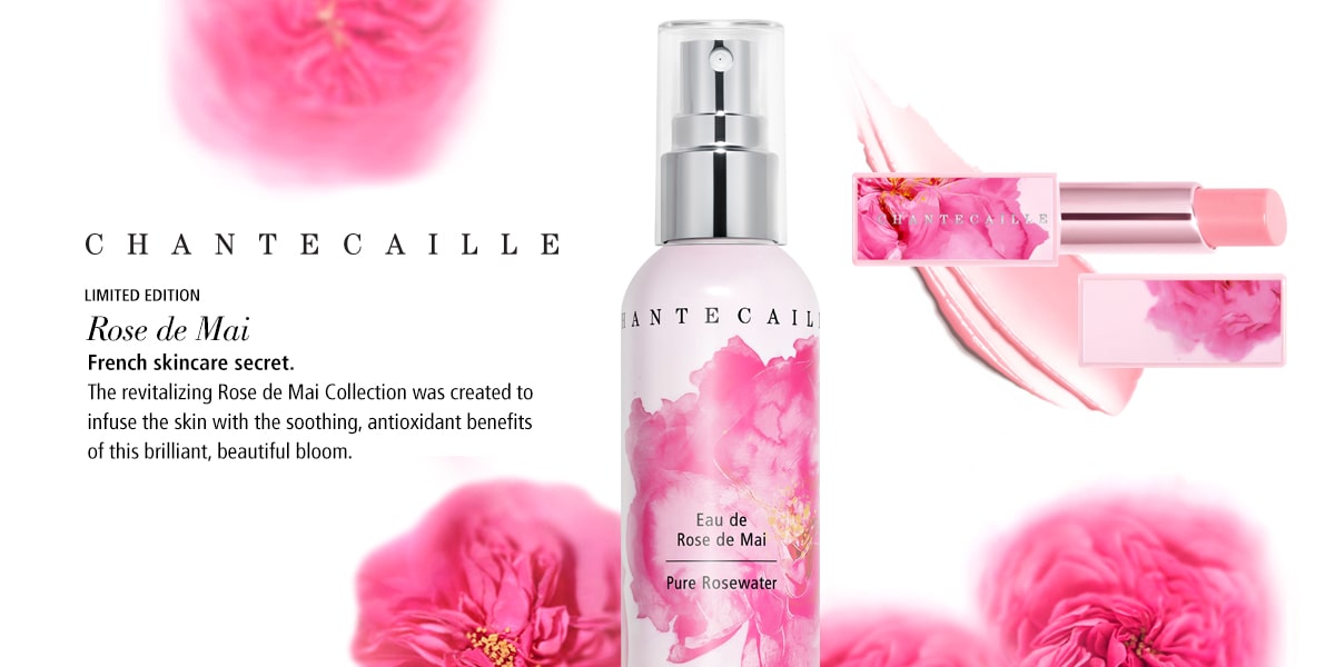 Chantecaille Limited Edition Rose de Mai. French skincare secret. The revitalizing Rose de Mai Collection was created to infuse the skin with the soothing, antioxidant benefits of this brilliant, beautiful bloom.