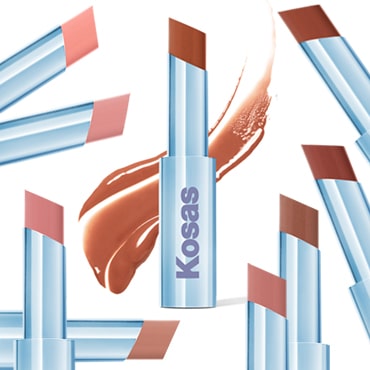 Kosas Wet Stick Moisturizing Lip Shine melts onto lips for a sheer wash of color and a touch of soft, kissable shine.