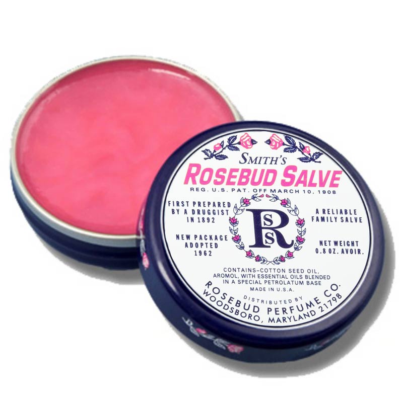 Rosebud Perfume Co. Smith's Rosebud Salve - tin opened