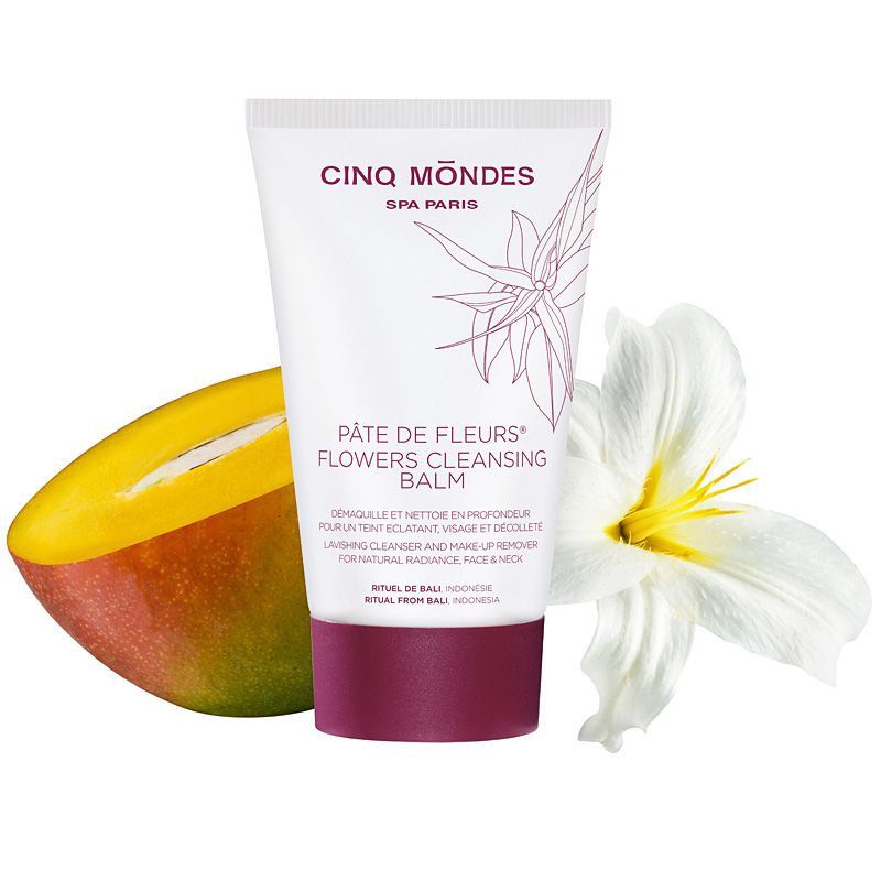 Cinq Mondes Flowers Cleansing Balm with key ingredients