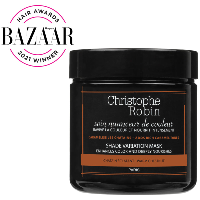 Christophe Robin Shade Variation Mask in Warm Chestnut (250 ml) with Harper&#39;s Bazaar Hair Awards 2021 Winner Seal