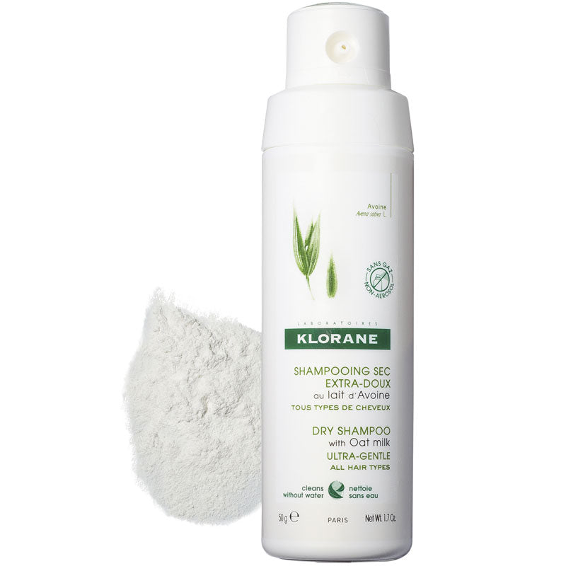 Klorane Dry Shampoo with Oat Milk Non-Aerosol (eco-friendly) (50 g) with product spray