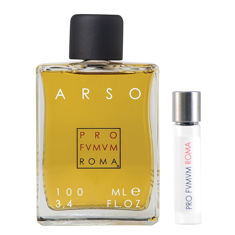Profumum Roma Arso Eau de Parfum and travel size vial