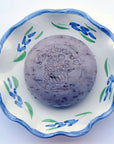 La Lavande Handmade and Handpainted French Round Soap Dish - Lavender - soap on dish