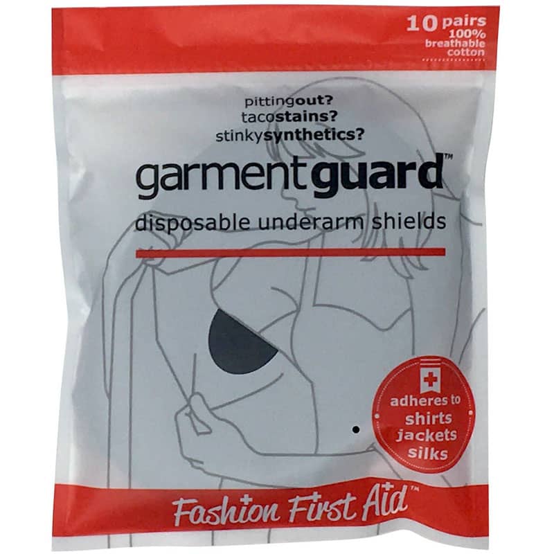 Fashion First Aid Garment Guard Disposable Underarm Shields (10 Pairs, Black)