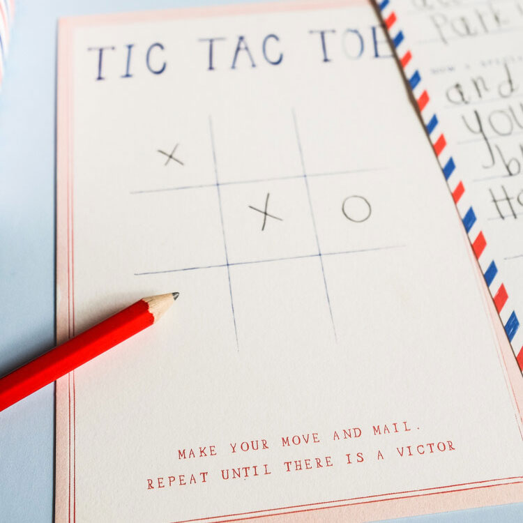Mr. Boddington's Studio Grandparent + Grandchild Pen Pal Kit - close-up of Tic Tac Toe game