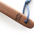 Shoji Works Long Handle Body Brush - Soft - showing brand imprint on handle