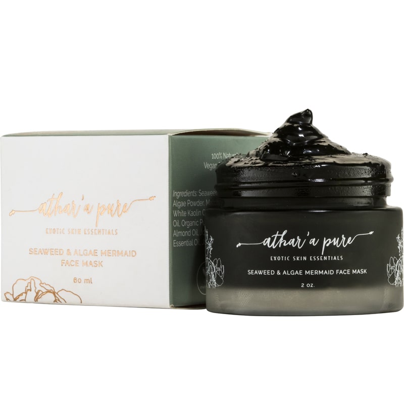 Athar’a Pure Seaweed &amp; Algae Mermaid Face Mask (2 oz) with box - jar is overfilled to show product