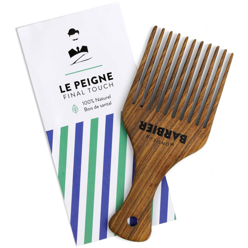 Monsieur Barbier Styling Comb - Sandalwood Comb with packaging