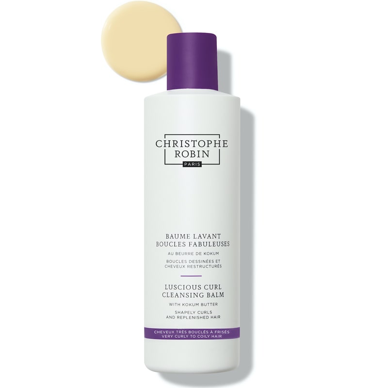 Christophe Robin Luscious Curl Cleansing Balm showing droplet with bottle