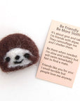 Marvling Bros Ltd My Spirit Animal Wool Felt Sloth In a Matchbox showing felt sloth and reverse side of message