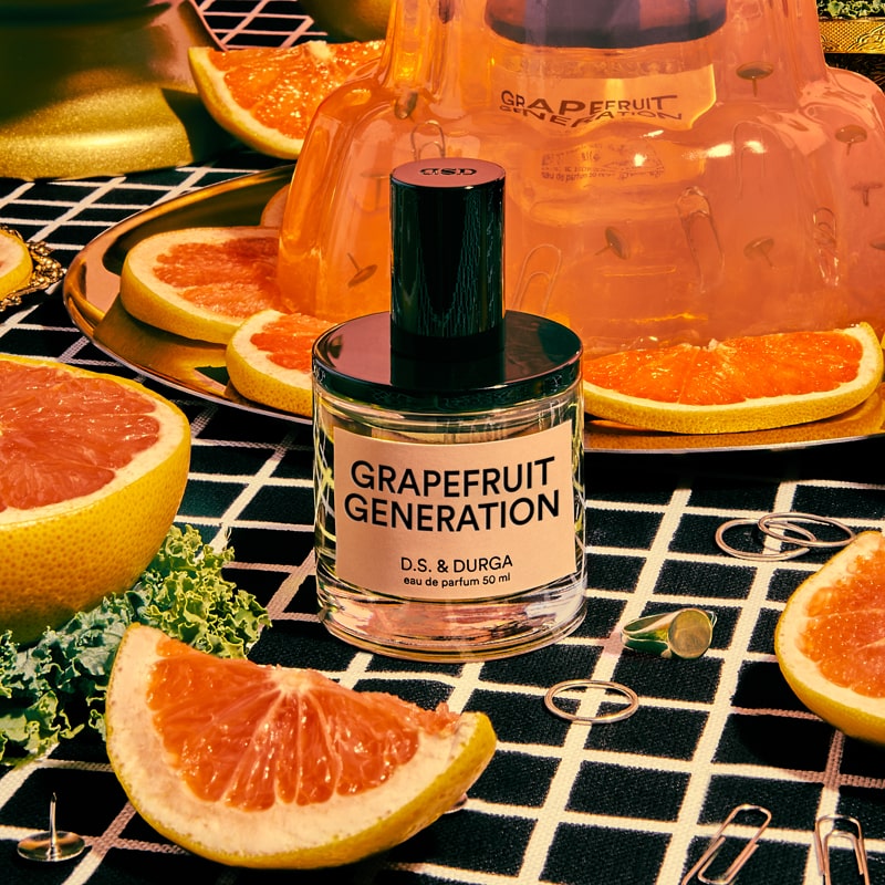 D.S. &amp; Durga Grapefruit Generation Eau de Parfum - beauty shot with grapefruit slices and gelatin in the background