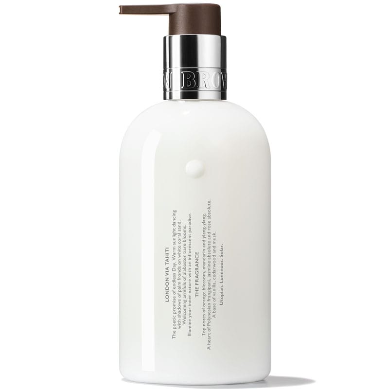 Molton Brown Flora Luminare Hand Lotion (back of bottle)