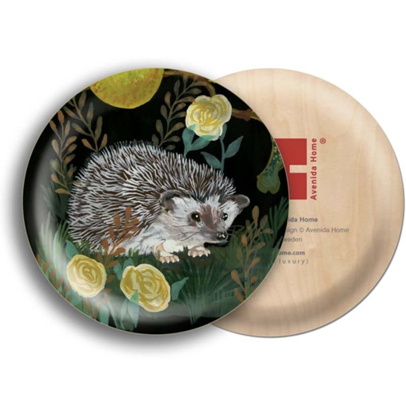 Avenida Home Hedgehog Birch Wood Mini Tray displaying front and back side of the tray