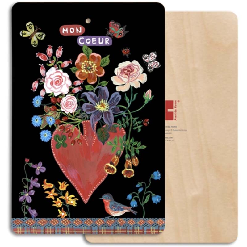 Avenida Home Mon Coeur Chopping Board displaying the front and back side
