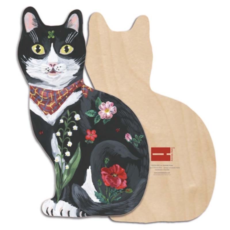 Avenida Home Tiffany Cat Cutting Board displaying the front and back side