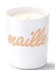Kerzon Fragranced Candle Maille Caline (Violet & Cotton) showing "maille" side of candle