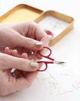 Studio Carta Le Piccole Red Scissors being held by a pair of hands