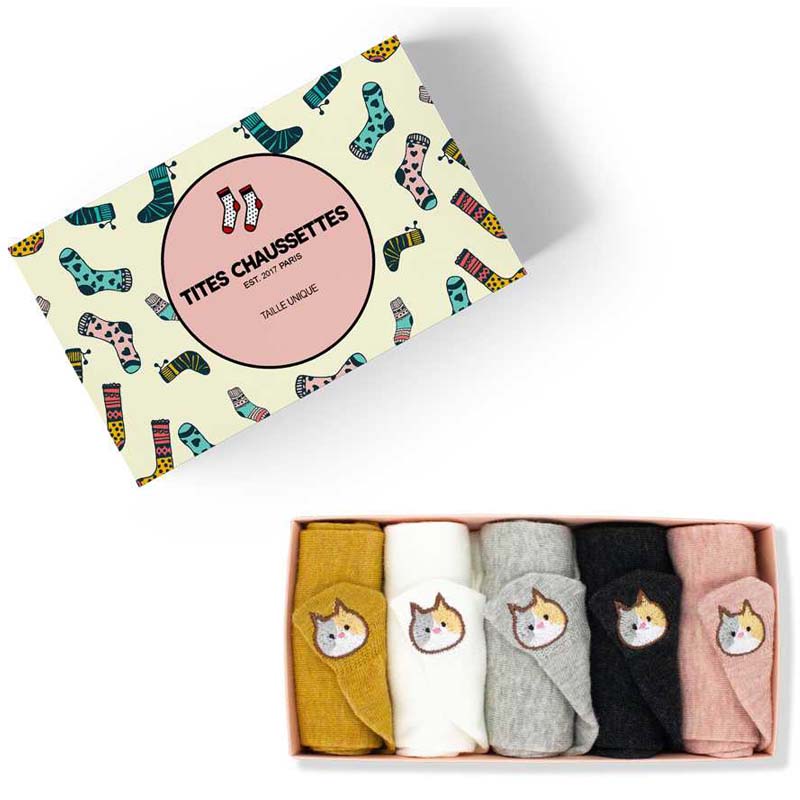 Tites Chaussettes Lot Chaussettes Languette Chat - Cat Socks 5 pc